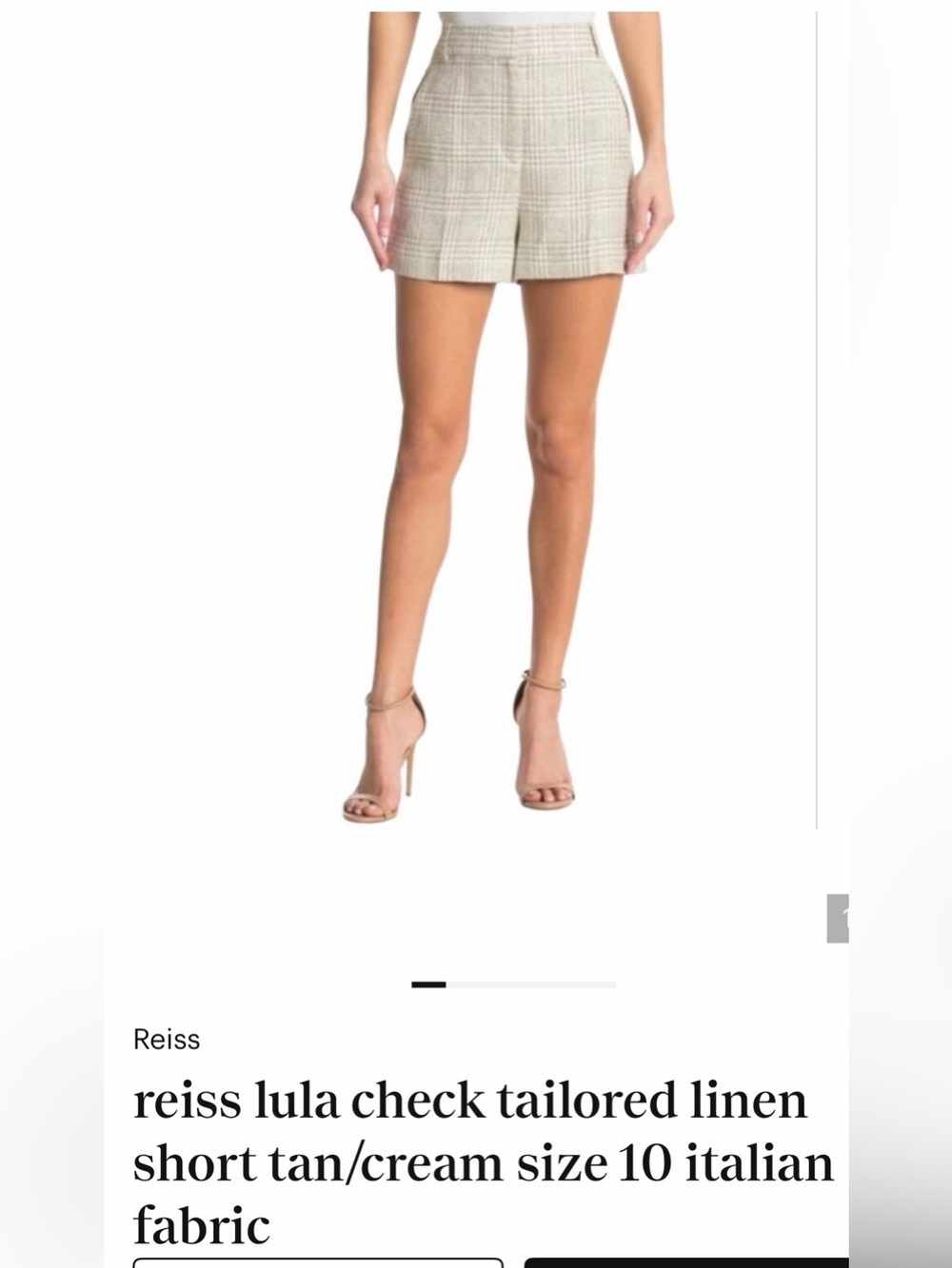Reiss Lula Checked Linen-Blend Tailored Shorts Size 10
